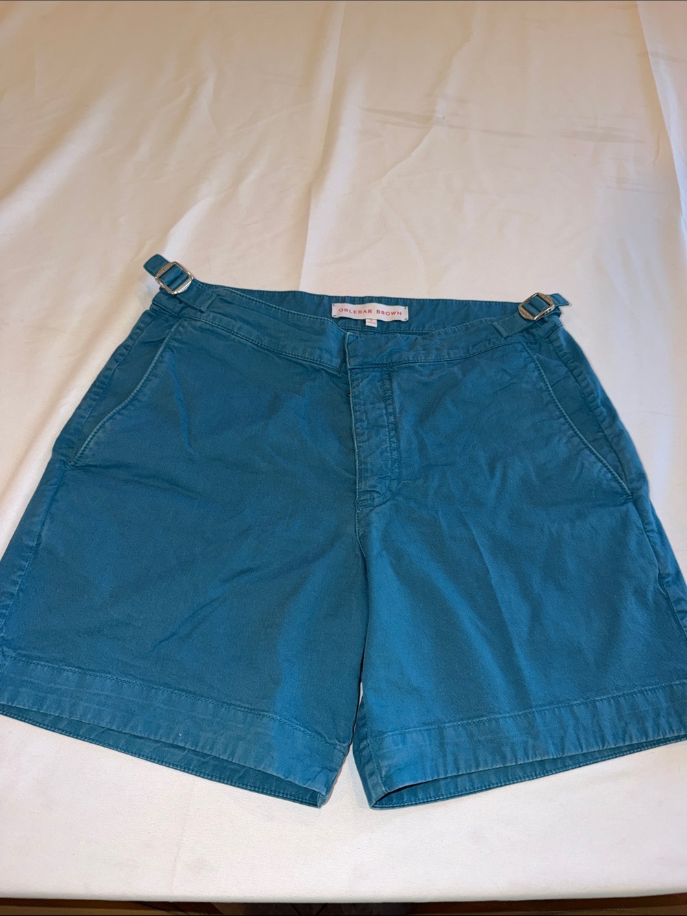 T0109251 Classic Teal Orlebar Brown Men’s Shorts with Side Buckles Sz 28